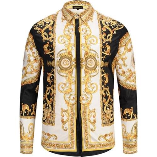 Oversize 2020 New Arrival Long Sleeve Shirts Men Slim Fit Vintage Fashions Mens Shirt Man Jersey Clothing Printed chemise homme