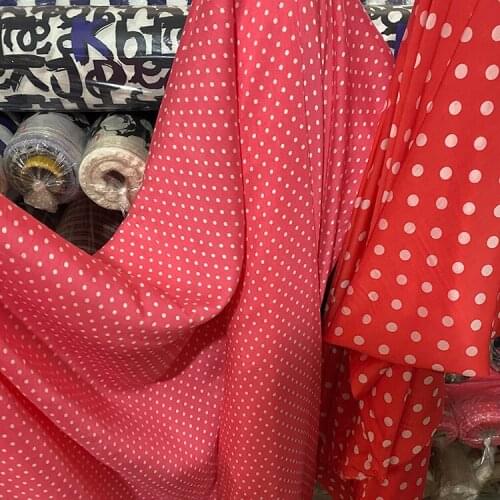 1 Meter 15.5 Mumi Wide Pink Water Jade Wave Dots, Soft Cotton Fabric, Shirt Skirt Silk Fabric