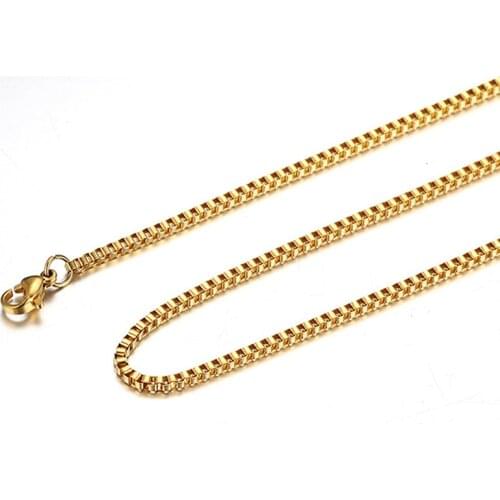 Vnox Gold Tone Solid Stainless Steel Chain Necklace for Women Men Basic Box Link Choker Unisex Jewelry