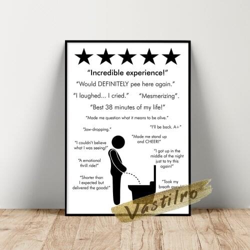 Personalized Funny Restroom Sign Five Star Rating Prints Poster Nordic Black White Print Toilet Humour Pictures Bathroom Decor