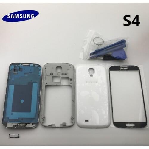 Full Samsung Galaxy S4 i9500 i9505 i337 Housing Case Front Frame + Back Cover Case+ Front Glass+Adhesive+Tools