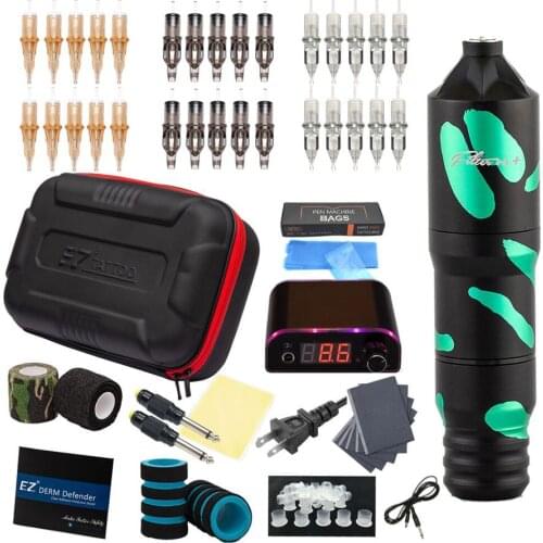 EZ Complete Kit Filter V2 Plus Cartridge Tattoo Machine Power Supply Needles Accessories