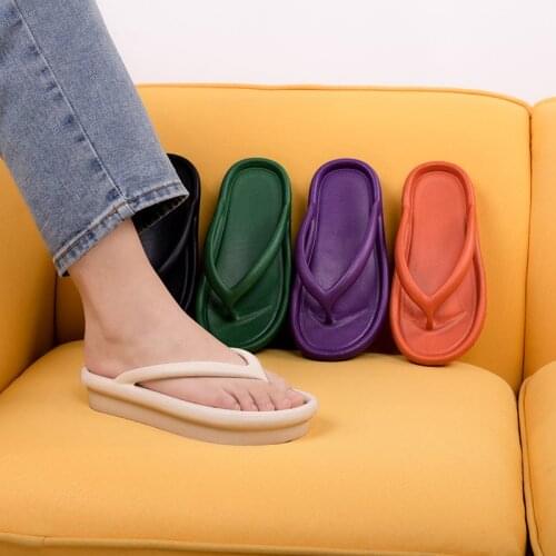 Thick Soled Platform Flip Flops Summer Shoes Candy Color Indoor Outdoor Slippers Sandals Non Slip Thong Slippers Casual Shoes