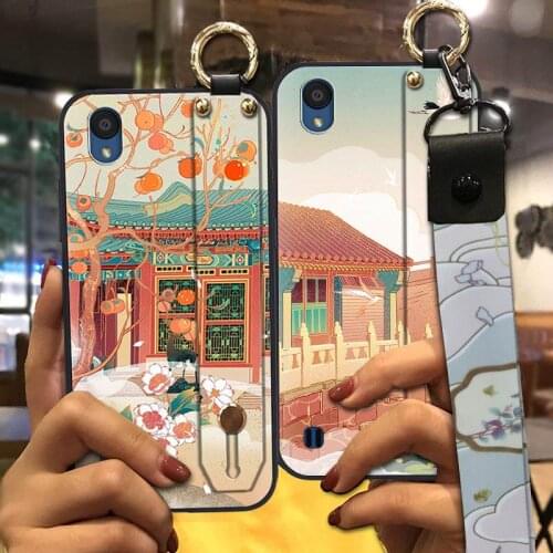 Silicone Lanyard Chinese Style Wrist Strap Phone Case For ZTE A5 2019 Waterproof Phone Holder Fashionable Shockproof Anti-knock