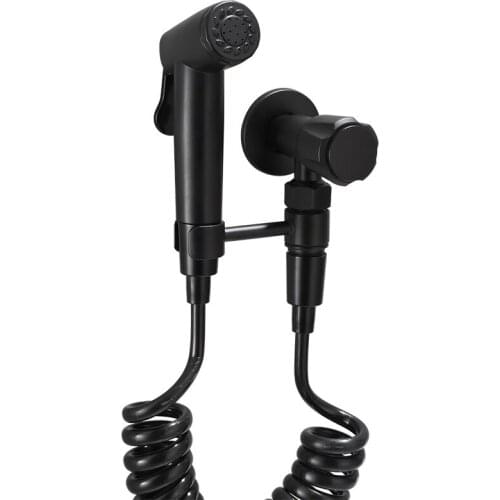 1Set Portable Bidet Sprayer 304 Stainless Steel/ABS/Brass Black Bathroom Shattaf Valve Jet Set Enema Shower Toilet Bidet Faucet