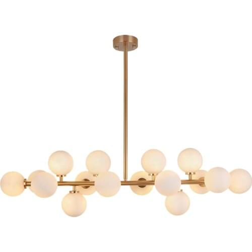 Modern Creative American LED Chandelier Luxury Glass Ball Long Iron Hanging Lights Nordic Designer Living Room Pendant Lamp