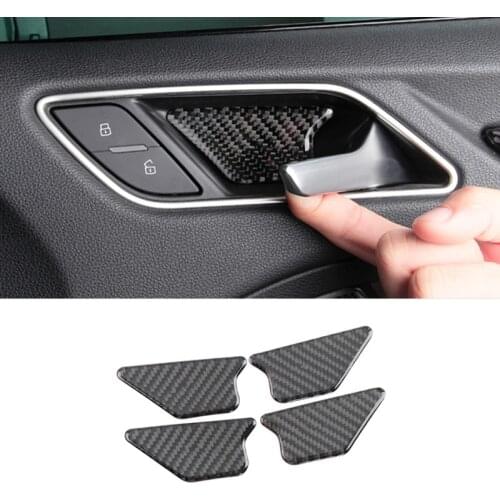 Car Styling For Audi A3 8V A4 B8 A5 Q3 Q5 A6 C7 Interior Carbon Fiber Door Bowl Decoration Cover Trim Stickers Auto Accessories