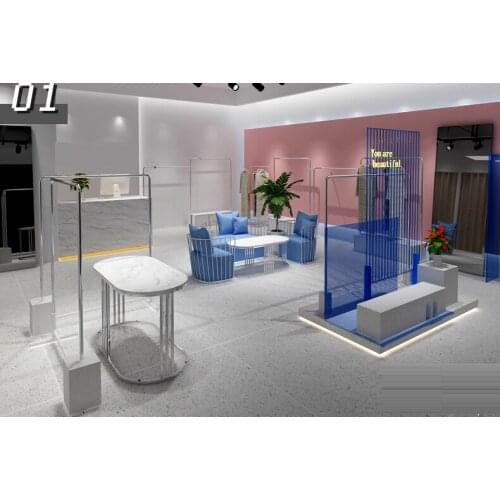 Clothing store display rack floor type womens clothing store net red decoration special shelf acrylic clothes shelf