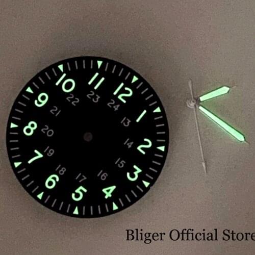 Super Luminous 33.6mm Black Watch Dial Hand fit NH35A NH36A MIYOTA 8215 821A 8205 Mingzhu 2813