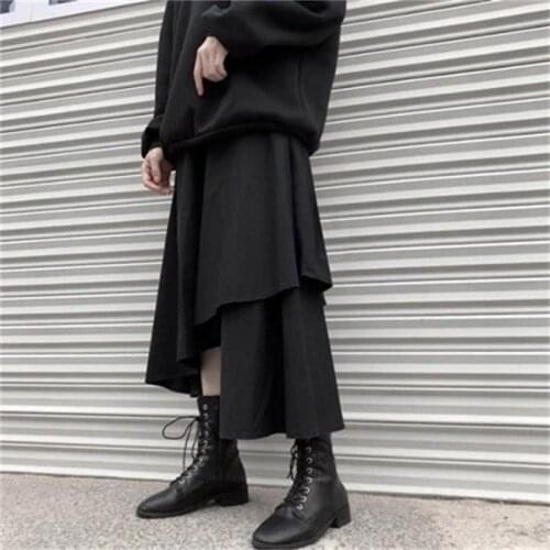 Dark Department of Womens 2021 skirt women chunqiu loose waist slimming double-layer irregular skirt