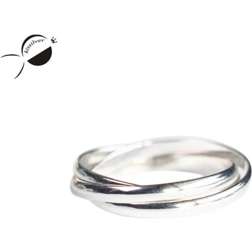 Unique 3 Circle Sterling Silver S925 Couple Rings Romantic Ring Sample Lover Gift Engagement Jewelry Concise Rings For Women