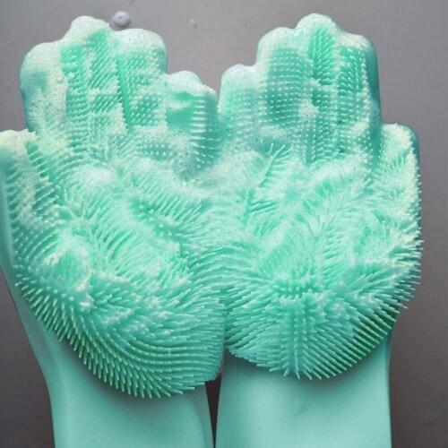 1Pair Magic Silicone Dish Washing Gloves Kitchen Accessories Dishwashing Glove Household Tool for Cleaning Car Pet Brush OK 0981