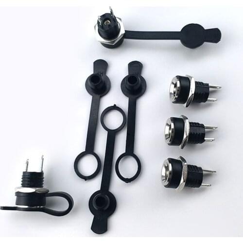 10pcs DC-022B DC Power Supply Jack Socket Female Panel Mount Connector 5.5*2.1mm With Waterproof Cap