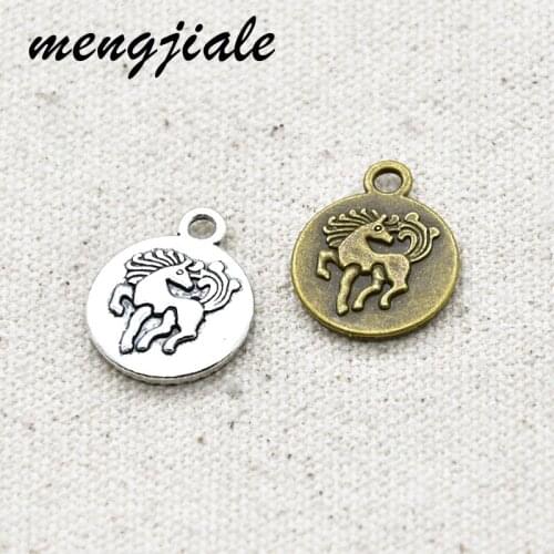 20pcs metal Horse Round Base Setting Tray Bezel Pendant Charm fit 14mm Cabochon/Cameo 20*17mm