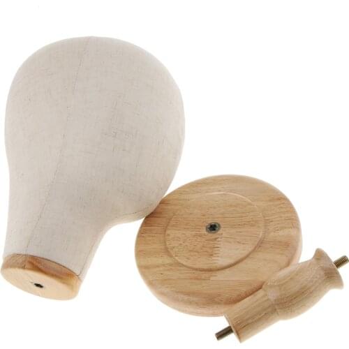 21'' Hair Wigs Extension Making Hats Caps Display Canvas Cork Block Mannequin Head Model Detachable Wood Wig Stand