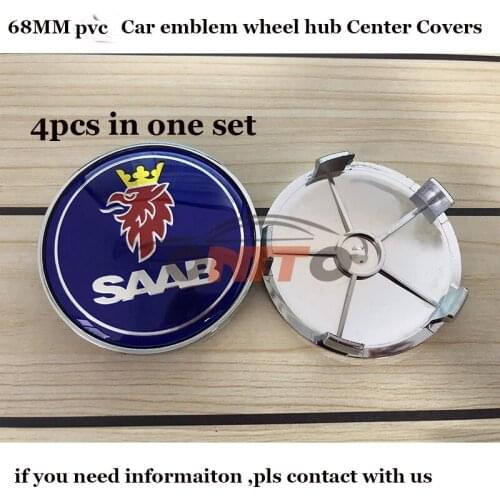4pcs/lot 68mm Car logo Badge Emblem Wheel hub Caps for 9-3 9-5 93 95 BJ SCS covers Label Car Auto wheels tires Badge Cover