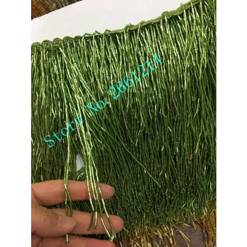 5 yards/bag BZL-23654 green color ribbon beads tassel fringe 1 5cm width for decoration dress/fashion designer