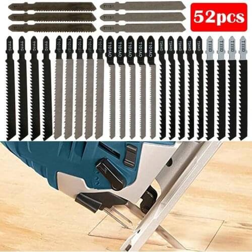 52pcs T-Shank Jig Saw Blades Wood & Metal Cutting Fit for Bosch Dewalt Makita HCS Jig Saw Blades Sets Woodworking Hand Tools