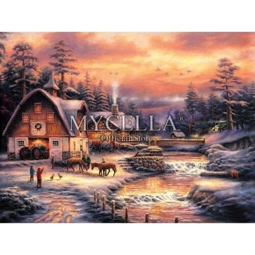 Diamond Mosaic Village Landscape 5D DIY Diamond Painting Full Square New Arrival Picture Of Rhinestones Winter Home Decor