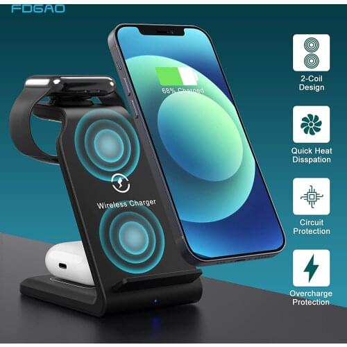 30W 4 in 1 Qi Wireless Charger Dock Station For iPhone 12 11 Pro XS XR X 8 Airpods Pro For iWatch 6 5 4 3 2 Fast Charging Stand