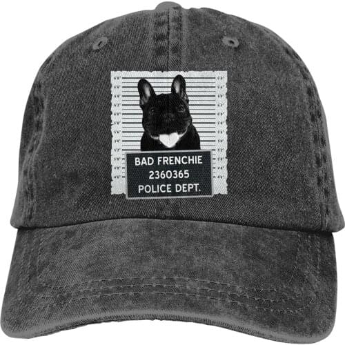 Washed Mens Baseball Cap Frenchie Mug Shot Trucker Snapback Caps Dad Hat French Bulldog Pet Dog Lover Golf Hats