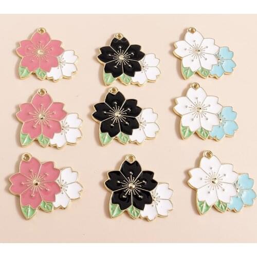 10pcs 27*24mm Alloy Enamel Big Flowers Charms Beads Necklaces Earrings Pendant Jewelry Making DIY Jewlery Supplies Accessories