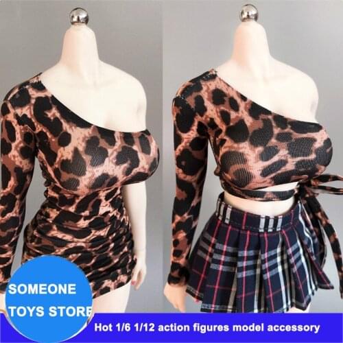 Cdtoys 1/6 fashion Sexy leopard Dress long shirt skirt set for 12 inches seamless body figures