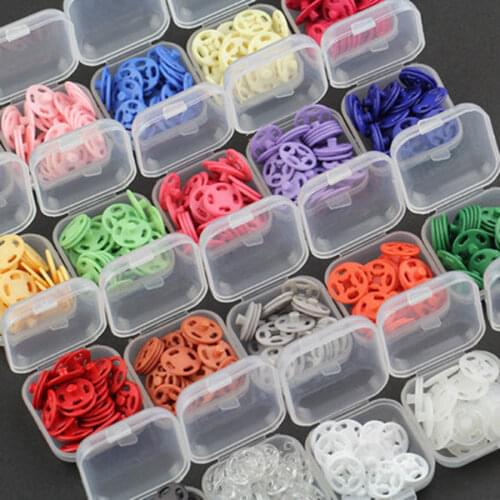 Colored Plastic Snap Buttons for Children Clothing Sewing Transparent Button DIY Craft Supplier 15pcs button+box 7mm 10mm 15mm