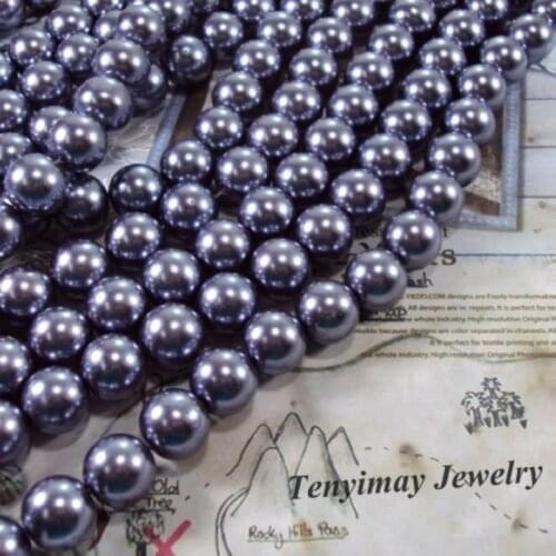 Guaranteed 14mm Dark Grey Glass Imitation Pearl For DIY Wholesale 5 Strands Free Shipping