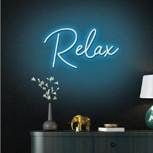 Custom Relax Led Flex Transparent Acrylic Neon Sign Light Wall Hanging Decoration for Child Home Bedroom Party Gift Bar Shop