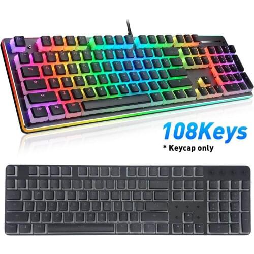 108 Keys Stylish PBT RGB Backlight Keycaps Color Matching Replacement Key Caps For Mechanical Keyboard Black amp White