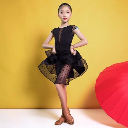 New Latin Dance Costumes Kids Summer Practice Clothing Professional Latin Competition Dress For Girls Rumba Dance Clothes VO876