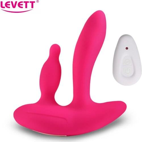 LEVETT G-Spot Dildo Vibrator For Women Butt Anal Plug Nipple Stimulate Wireless Remote USB Vibrating Adult Sex Toy Sexshop Femme