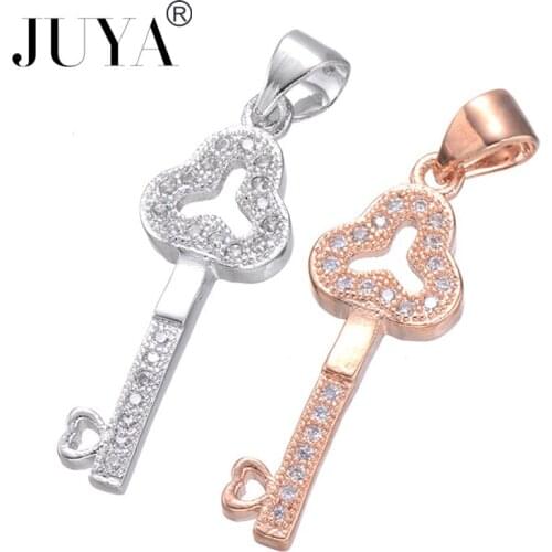 Copper Metal Zircon Classic Key Charms DIY Fashion Handmade Decoration Key Shape Charms for Jewelry Making Women Pendants gift