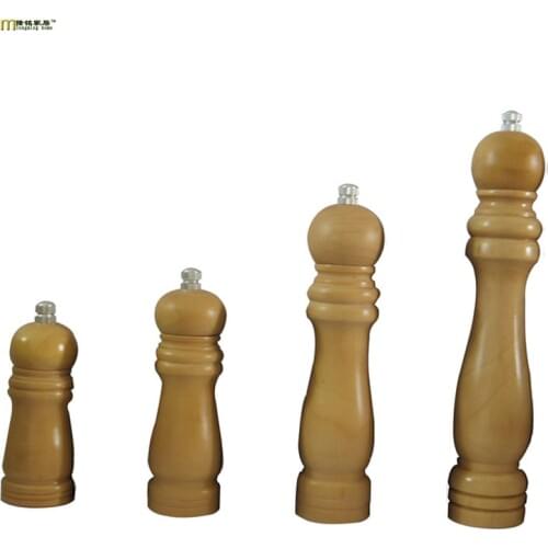 1PC Salt And Pepper Grinder Hand Movement Oak Wood Pepper Mill With Ceramic Grinding Cord Kitchen cooking tools OK 0276