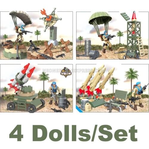 4IN1 For Mega Bloks Construx MiniFigures Call of Duty Military Soldiers City SWAT Police Weapon Motorcycle Building Blocks