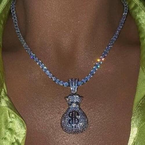 Fashion Cute Money Dollar Sign Necklace for Women Charms Aesthetic Boho Pedndant Crystal Necklace Accessories Wholesale Jewelry