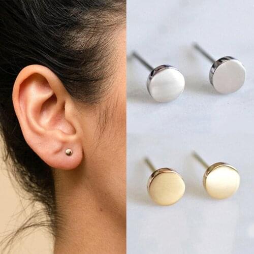 Stainless Steel Earings Fashion Jewelry Round Shape Ear Studs Punk Stud Earrings Pendient Gifts