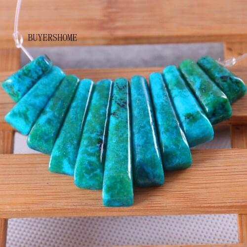 Fashion Jewelry Natural Stone Blue Brazilian Azurite Pendant Beads Group 11Pcs K045