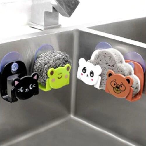 Cartoon kitchen sink storage rack sponge wipe layout rack suction cup bathroom debris rack Punch-free drain soap holder for bath