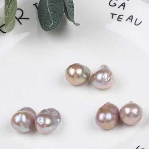 Natural Pink Purple Color Cultured Spaking Pearl Pair Nice Accessories For Earrings Making