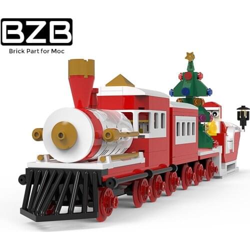 BZB MOC New City Train Track High-tech Creative Christmas Train Building Block Model Kids Toys DIY Brick Parts Xmas Best Gifts