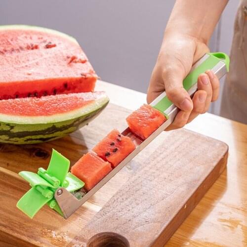 NEW Watermelon Cut Refreshing Watermelon Cubes Kitchen Watermelon Slicer Cutter Tongs Corer Fruit Melon Stainless Steel Tools
