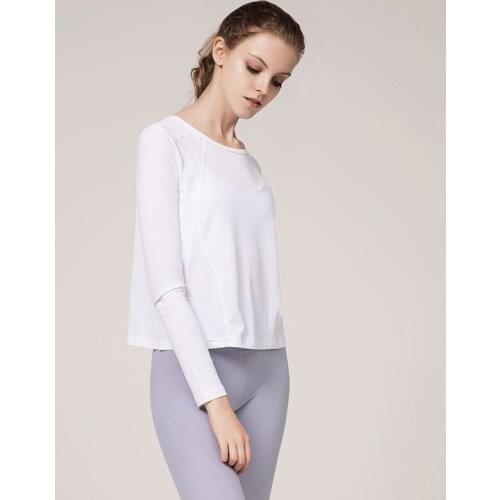 Yoga Clothes Fitness Clothes Long-sleeved T-shirt Solid Color Beautiful Back Tops Quick-drying New Sports Running