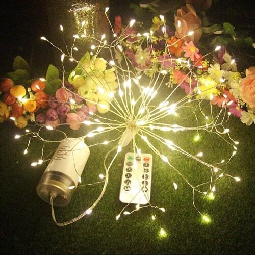 Christmas Light 198LEDs Remote Control Waterproof Dandelion Firework Copper Wire Strip String Lights Decor LED Fairy Lights