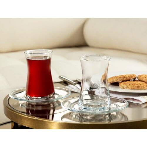 Herbal Tea Glass House Chat Turkish Gift Gemma 12-Piece Tea Cup Set High Quality for 6 People-170 ml