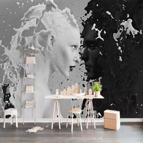 Modern Creative Black And White Figure Photo Wallpaper Living Room Study Art Mural Home Decor European Style Waterproof Frescoes