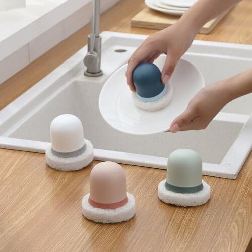 Magic Sponge With Handle For Kitchen Dish Cleaning Brush Rust Descaling Natural Clean Kitchen Gadget Tools Kichen Accessories