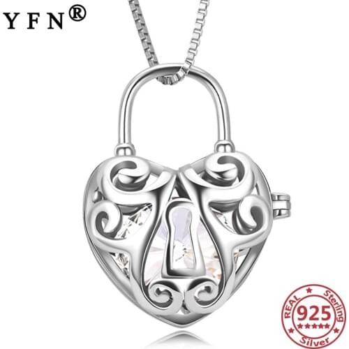 YFN 925 Sterling Silver Cage Necklace With Crystal from Swarovski Necklace Pendant Crystal Valentines Day Gift Moms Gift Jewely