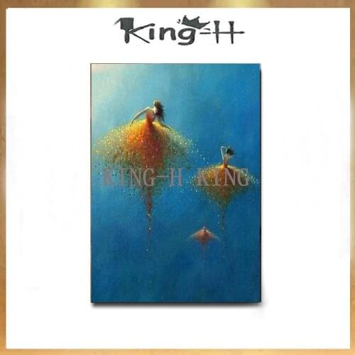 Hand-painted tutu green dress sexy dancer hand-painted oil painting the living room wall painting on the canvas to decorate the